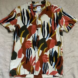 Zara Camp Collar Button Down | Multicolor | Small